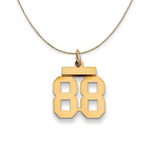 14k Yellow Gold, Athletic, Sm Polished Number 88 Necklace - 16 Inch - Picture 1 of 7